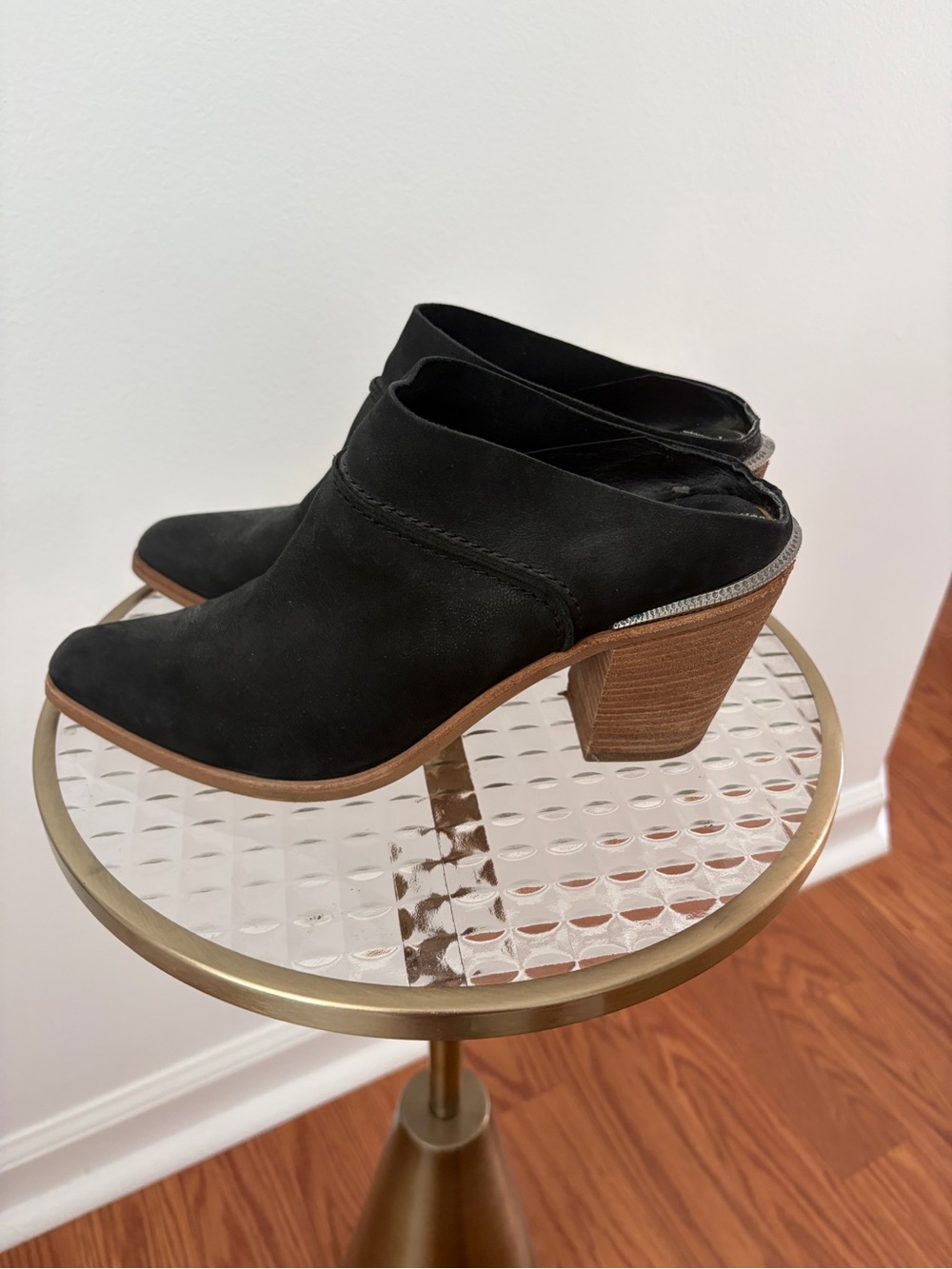 Dolce Vita Black Suede Mule Booties with Block Heel